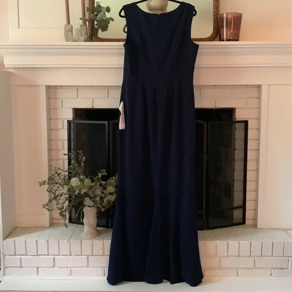 NWT Dress The Population Monroe Side Slit Gown in Midnight Blue - Picture 6 of 8